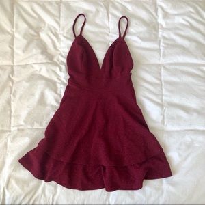 Burgundy metallic mini dress